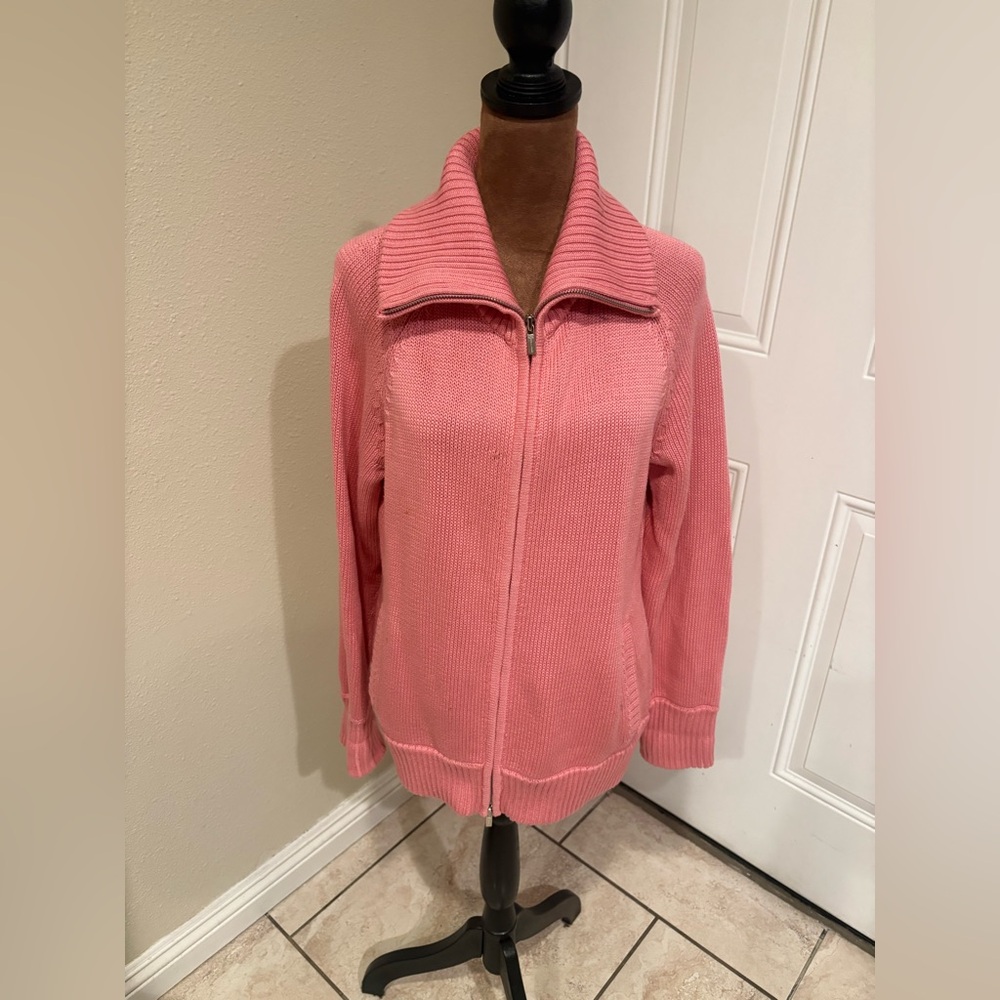 Jones New York Pink Ribbed Zip-Up Jacket
